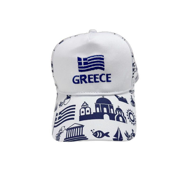 Τζόκεϊ καπέλο Greece - Jockey hat - Λευκό - Μπλε OEM