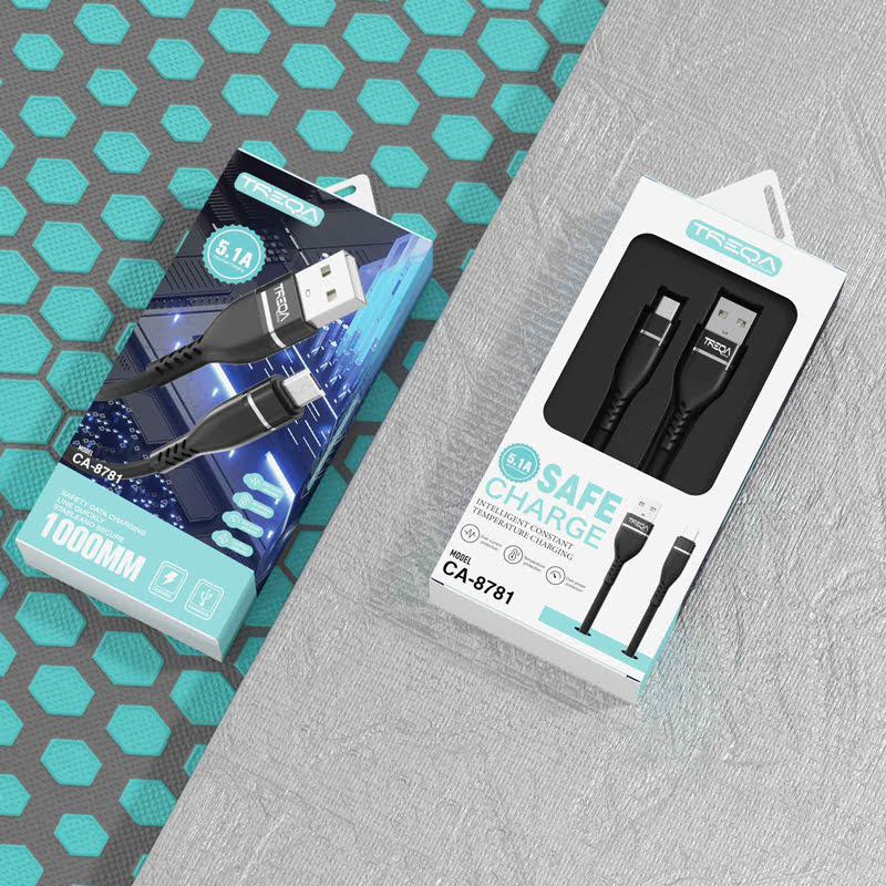 Treqa CA-8781 καλώδιο δεδομένων 1m USB σε Micro - Charging Cable Micro - Λευκό - Μαύρο - Πράσινο Treqa