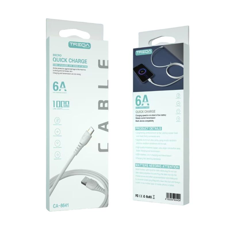 Treqa CA-8641 καλώδιο δεδομένων 1m USB σε Micro - Fast Charging Cable - Λευκό - Μαύρο - Πράσινο Treqa