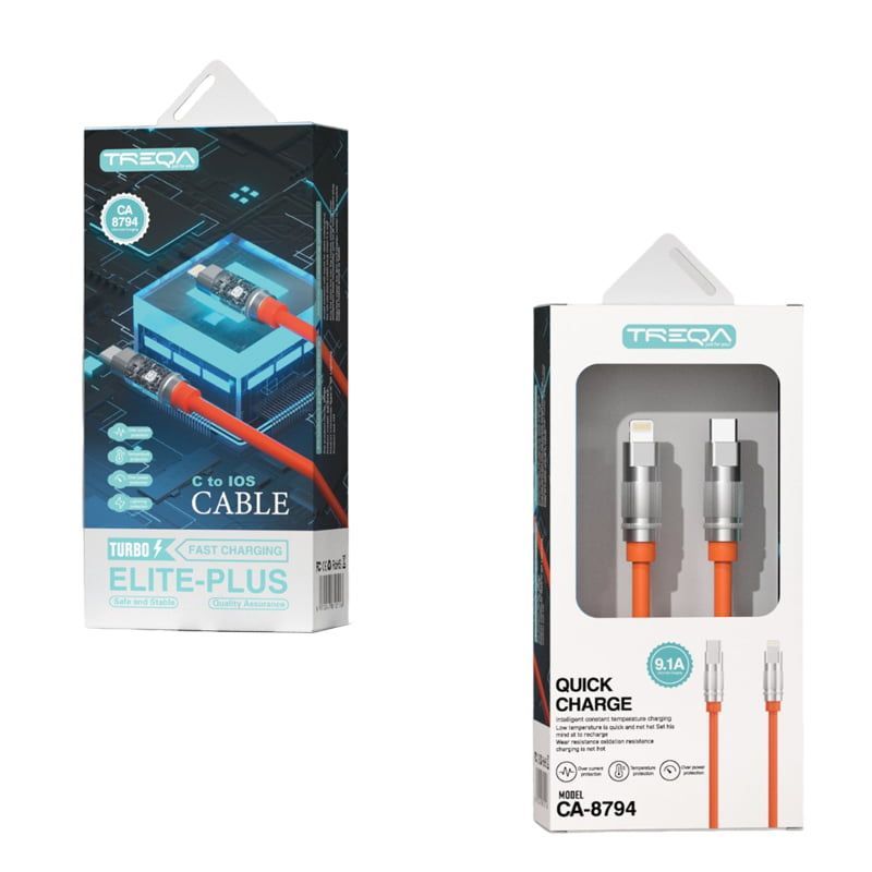 Treqa CA-8794 καλώδιο δεδομένων 1m Type-C σε Lighting - Elite Plus Cable Treqa