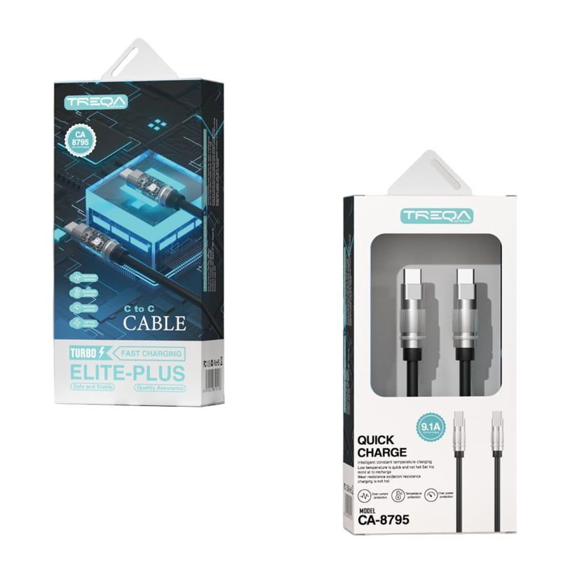Treqa CA-8795 καλώδιο δεδομένων 1m Type-C σε Type-C - Elite Plus Cable Type-C to Type-C Treqa