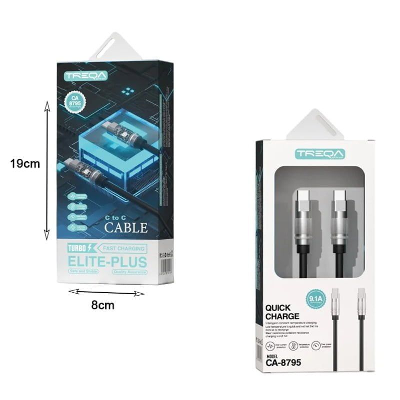 Treqa CA-8795 καλώδιο δεδομένων 1m Type-C σε Type-C - Elite Plus Cable Type-C to Type-C Treqa