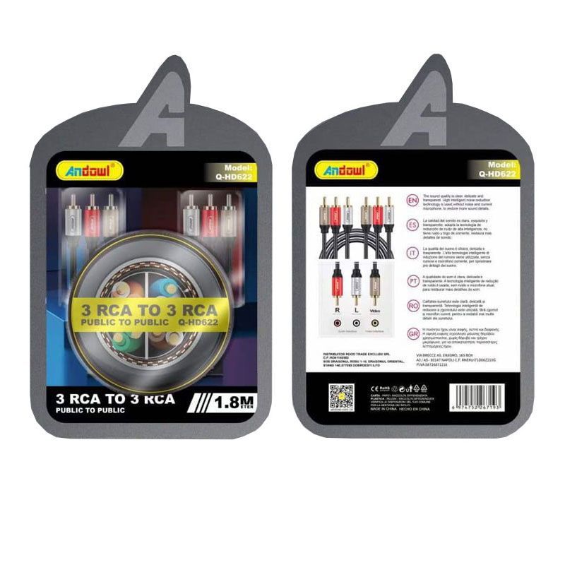Andowl Καλώδιο 3 RCA σε 3 RCA 2.0M Q-HD622 - Cable public to public ANDOWL