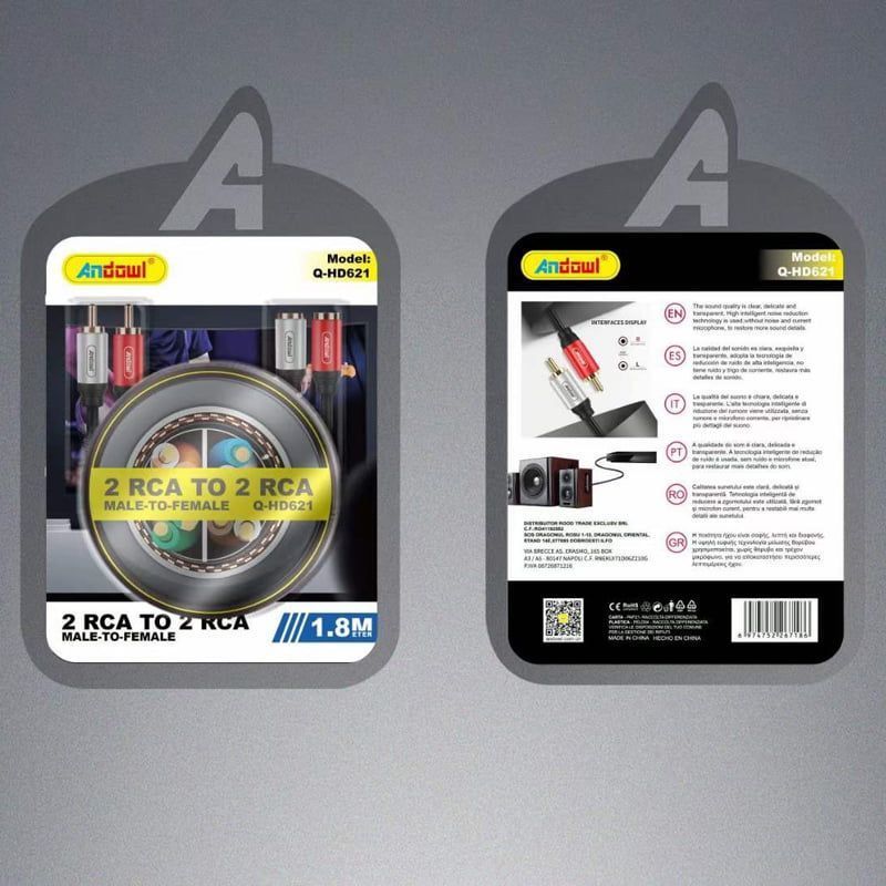 Andowl Καλώδιο 2 RCA σε 2RCA 2.0M - Cable male to female Q-HD621 ANDOWL