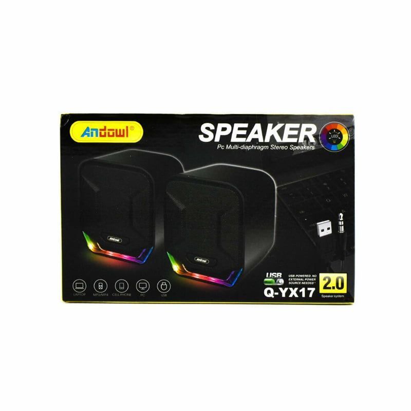 Andowl Ηχεία Υπολογιστή 2.0 με RGB Φωτισμό και Ισχύ 3W Q-YX17 - Speaker PC Multi-diaphragm Stereo ANDOWL