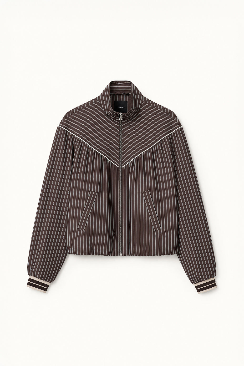 Γυναικείο bomber jacket με ριγές LUMINA Καφέ LD6123
