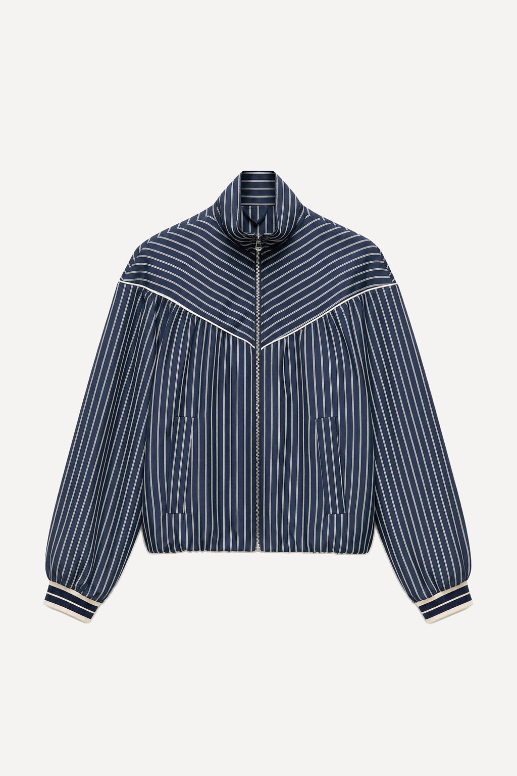 Γυναικείο bomber jacket με ριγές LUMINA Μπλε LD6123