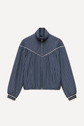Γυναικείο bomber jacket με ριγές LUMINA Μπλε LD6123