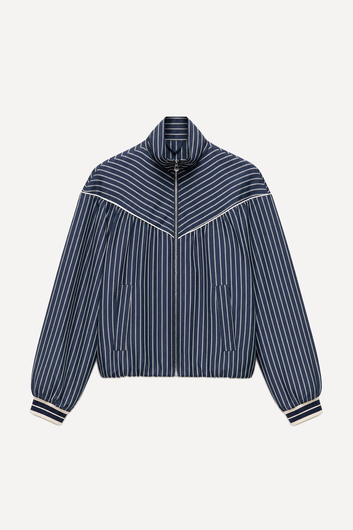 Γυναικείο bomber jacket με ριγές LUMINA Μπλε LD6123