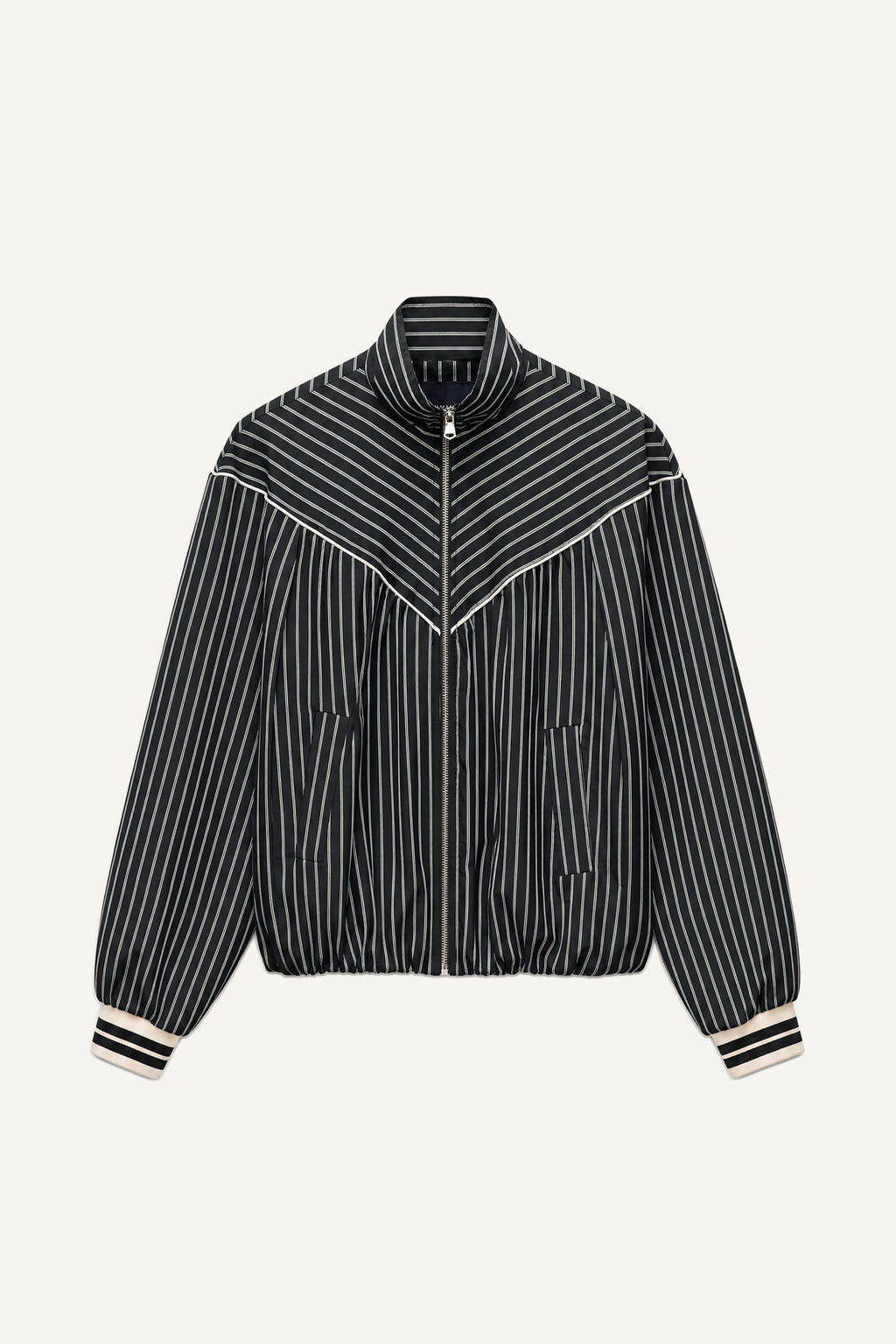 Γυναικείο bomber jacket με ριγές LUMINA Μαύρο LD6123