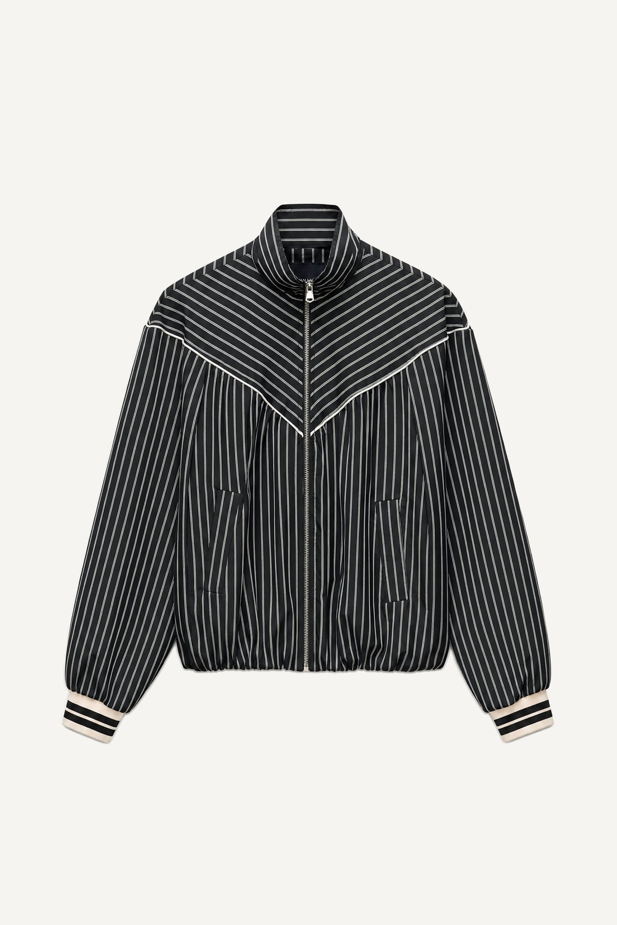 Γυναικείο bomber jacket με ριγές LUMINA Μαύρο LD6123
