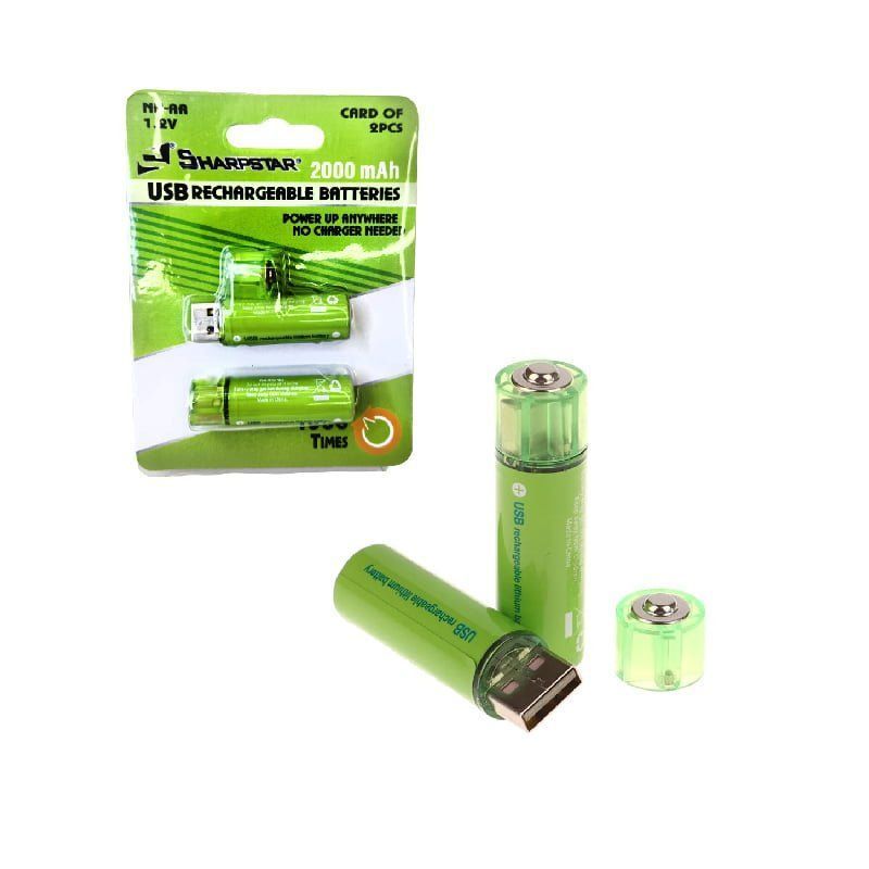 Επαναφορτιζόμενη μπαταρία USB Λιθίου Νi-AA 1.5V - 2000mAh - 2 τεμάχια - USB Rechargeable Battery OEM