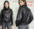Γυναικείο oversized μπουφάν δερματίνης Μαύρο 0307