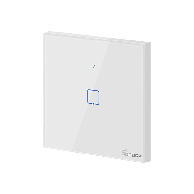 Sonoff TX T0 Χωνευτός Διακόπτης Τοίχου Wi-Fi για Έλεγχο Φωτισμού με Πλαίσιο και Ένα Πλήκτρο Αφής Φωτιζόμενος Λευκός – Google Home, Alexa OEM