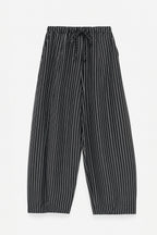 Γυναικείο παντελόνι wide-leg ριγές LUMINA Μαύρο LD6124