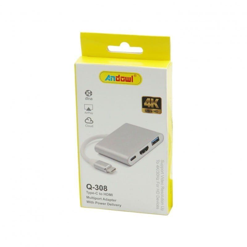Andowl Type C σε HDMI Αντάπτορας με πολλές Θύρες Q-308 - Type C to HDMI OEM