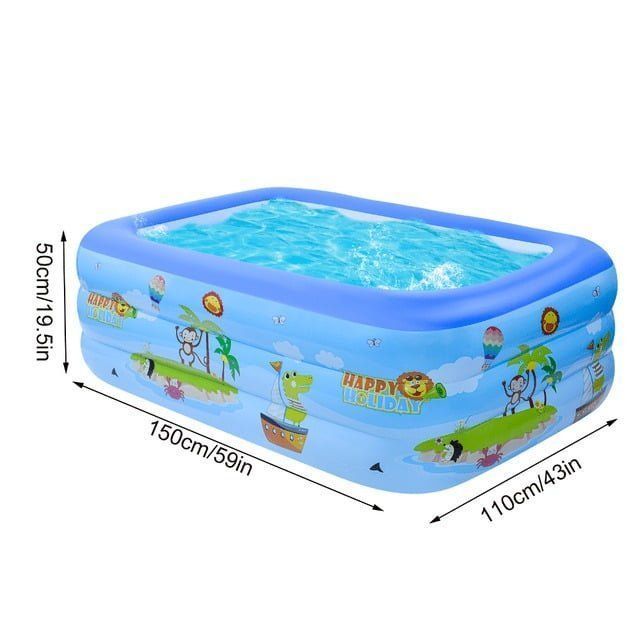 Sainteve παιδική πισίνα φουσκωτή 150x110x50cm SY-A0971 - 3-Ring rectangular swimming pool - Γαλάζιο OEM