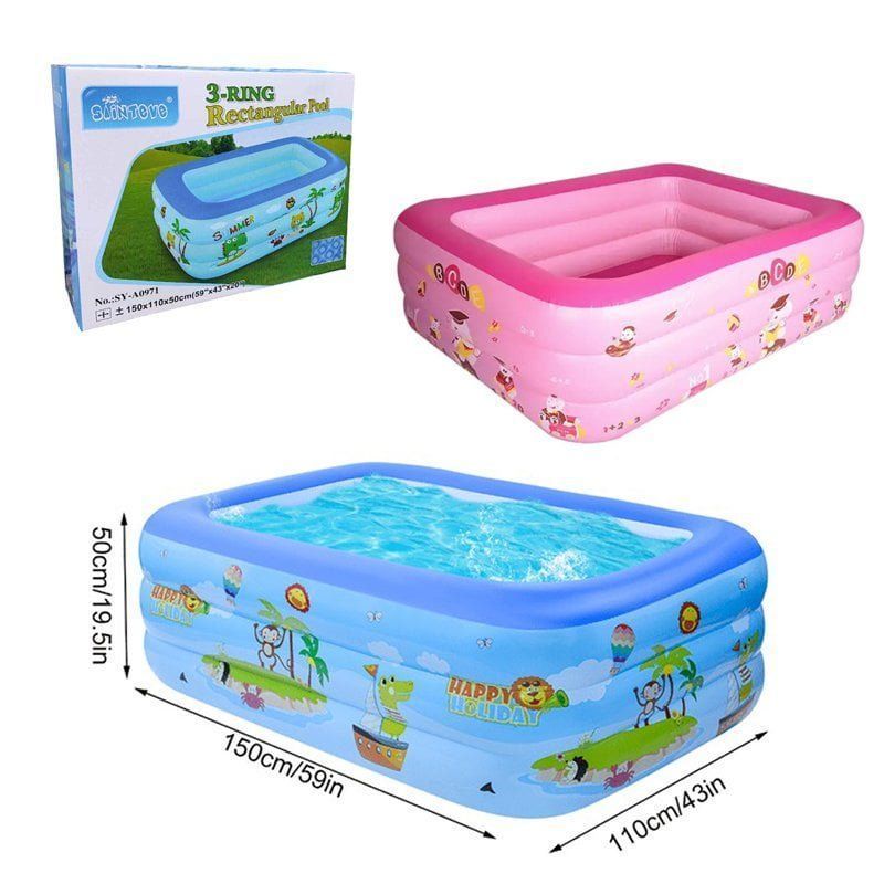 Sainteve παιδική πισίνα φουσκωτή 150x110x50cm SY-A0971 - 3-Ring rectangular swimming pool - Γαλάζιο OEM