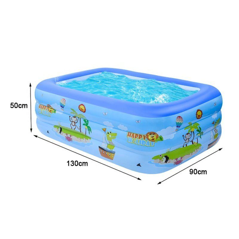 Sainteve παιδική πισίνα φουσκωτή 130x90x50cm SY-A0283 - 3-Ring rectangular swimming pool - Γαλάζιο OEM