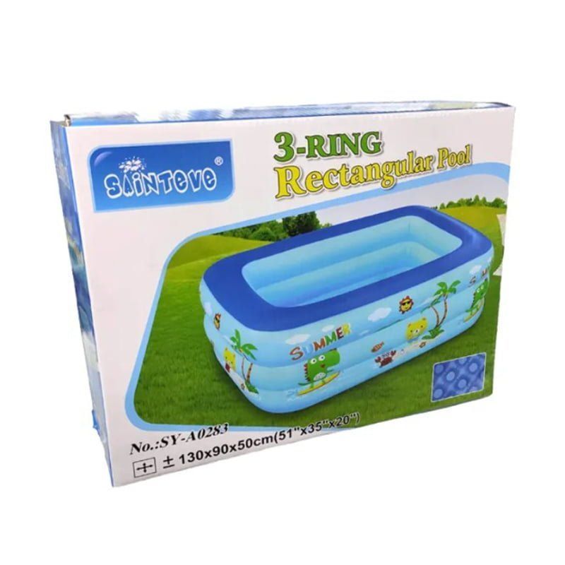 Sainteve παιδική πισίνα φουσκωτή 130x90x50cm SY-A0283 - 3-Ring rectangular swimming pool - Γαλάζιο OEM