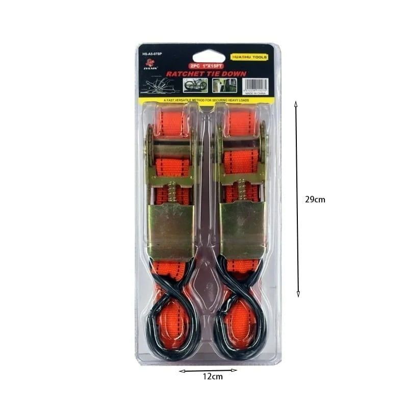 Zhexin Ιμάντας φορτίων 2τεμ 1" x 15FT - Λουριά για στερέωση φορτίου HS-A5-07SP - Ratchet tie ZHEXIN