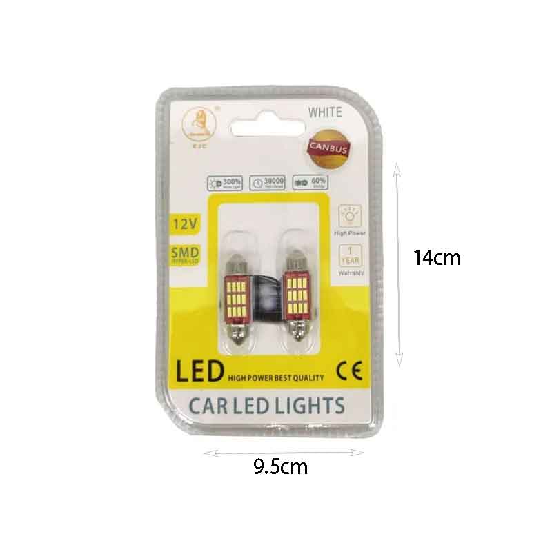 EJC Λάμπες Αυτοκινήτου Canbus LED 12V 36mm 2τμχ ψυχρό φως 4014-36-12SMD- LED light EJC