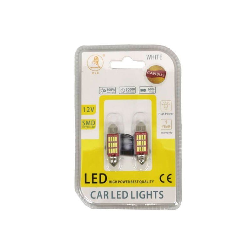 EJC Λάμπες Αυτοκινήτου Canbus LED 12V 36mm 2τμχ ψυχρό φως 4014-36-12SMD- LED light EJC