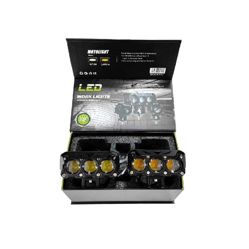 Growpal Προβολάκι Μηχανής ή Αυτοκινήτου Led 2τμχ λευκό και κίτρινο φως - Led work light GrowPal