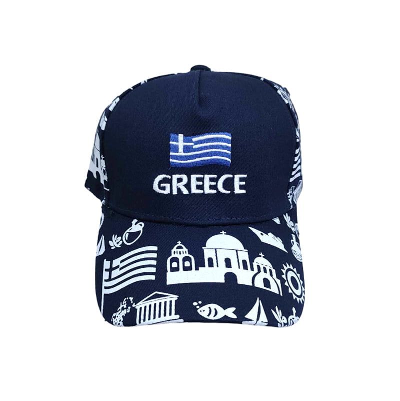 Τζόκεϊ καπέλο Greece - Jockey hat - Λευκό - Μπλε OEM