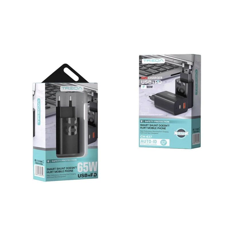 Treqa φορτιστής 65W 1USB+PD CH-637 - GaN Charger Treqa