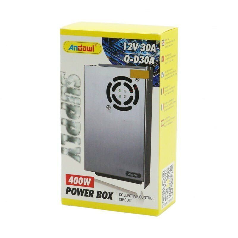 Andowl Τροφοδοτικό LED Ισχύος 400W με Τάση Εξόδου 12V 30A Q-D30A - Power Box OEM