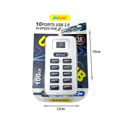 Andowl Q-HU801 USB 2.0 Hub 10 Θυρών με σύνδεση USB-A – USB Hub ANDOWL