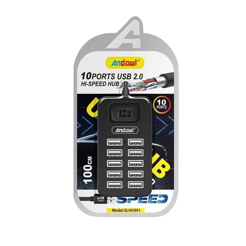 Andowl Q-HU801 USB 2.0 Hub 10 Θυρών με σύνδεση USB-A – USB Hub ANDOWL