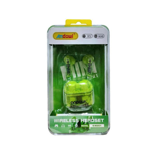 Andowl Ασύρματα ακουστικά Bluetooth με φωτισμό Q-BQS21 5.3 - Wireless bluetooth headset - Πράσινο ANDOWL