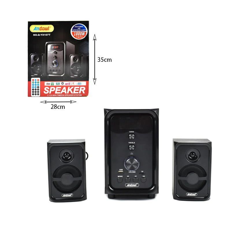 Andowl Ηχεία Υπολογιστή 2.1 1000W PMPO με USB, Micro SD, Bluetooth, Χειριστήριο Q-YX107T - Multimedia Speaker System OEM