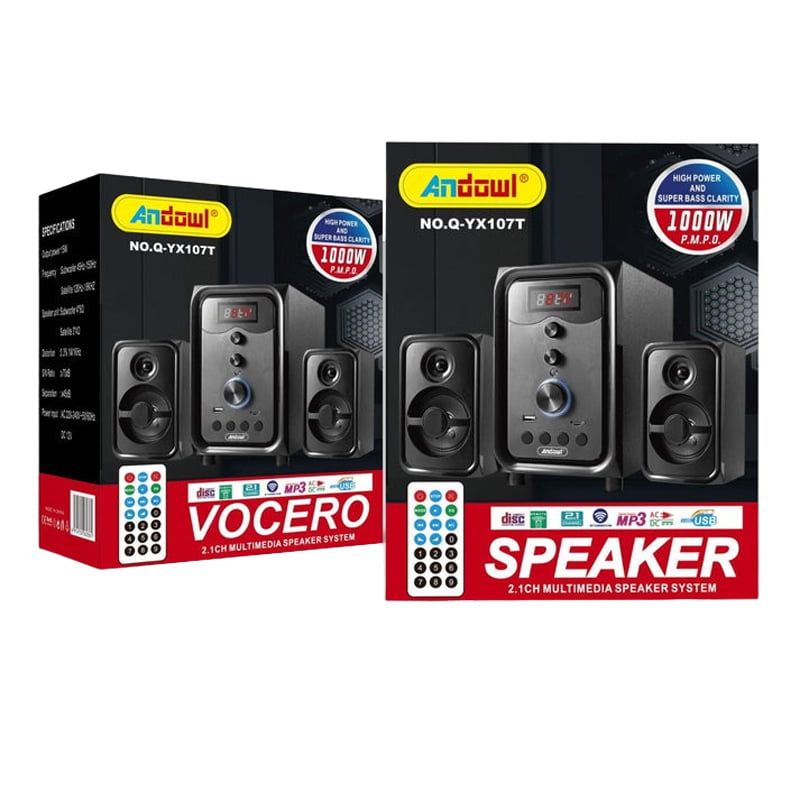 Andowl Ηχεία Υπολογιστή 2.1 1000W PMPO με USB, Micro SD, Bluetooth, Χειριστήριο Q-YX107T - Multimedia Speaker System OEM