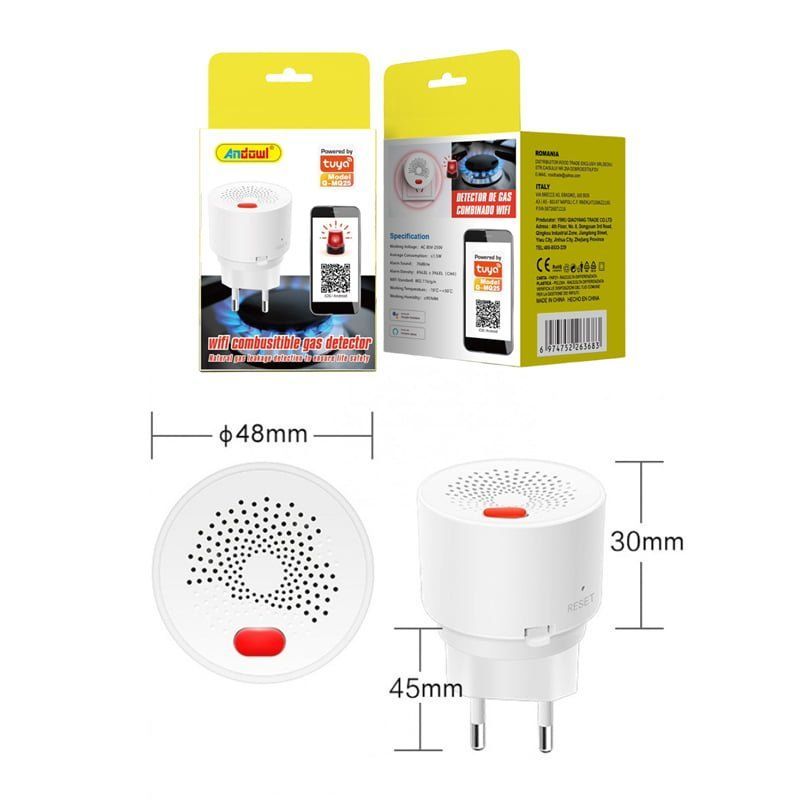 Andowl Q-MQ25 Ανιχνευτής Διαρροής Γκαζιού Πρίζας - WiFi Combusitible Gas Detector ANDOWL
