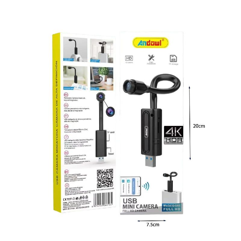 Andowl Mini USB Κάμερα Q-SX6 Full HD 4K με υποδοχή Micro Sd - USB Mini Camera ANDOWL