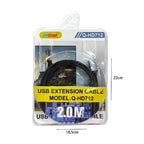 Andowl Καλώδιο Προέκτασης USB 2.0 2 Μέτρων Q-HD712 - USB 2.0 Extension Cable 2 Meters Q-HD712 OEM
