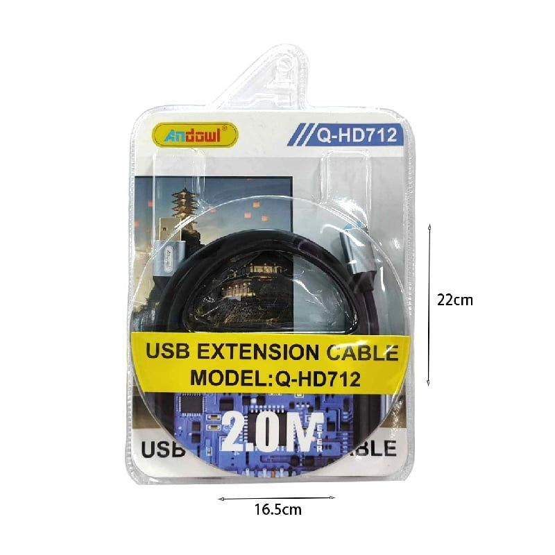 Andowl Καλώδιο Προέκτασης USB 2.0 2 Μέτρων Q-HD712 - USB 2.0 Extension Cable 2 Meters Q-HD712 OEM