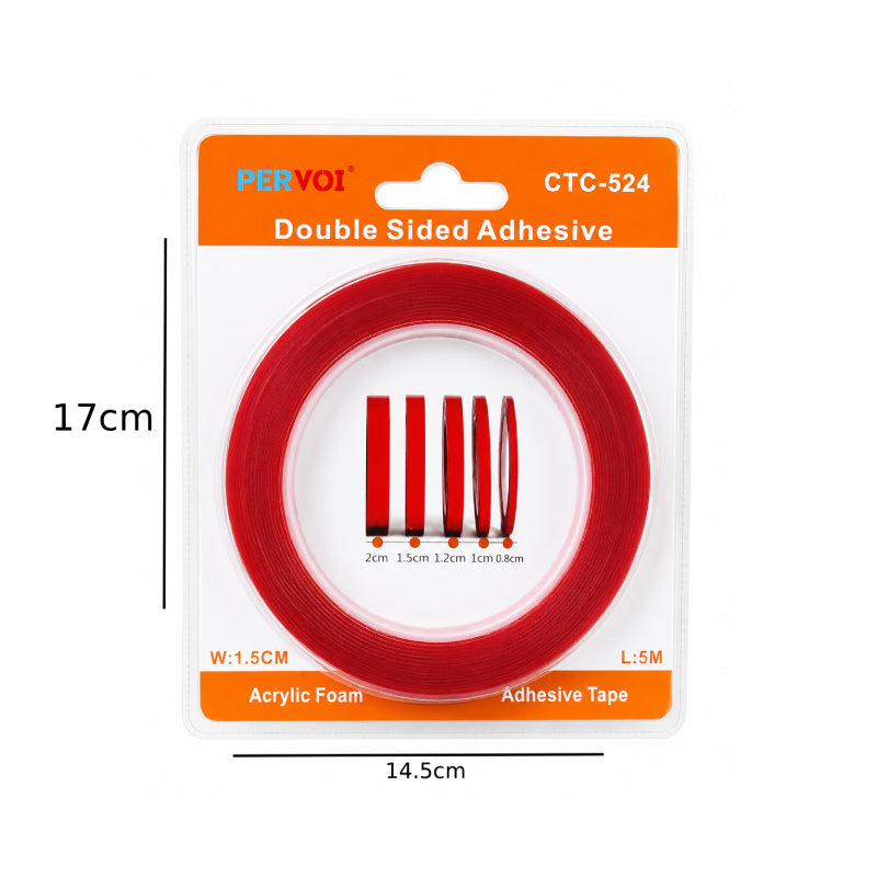 Pervoi Διπλής Όψεως Ταινία Ακρυλικής Κόλλας 1.5cm× 5m CTC-524 – Double-sided adhesive tape Pervoi