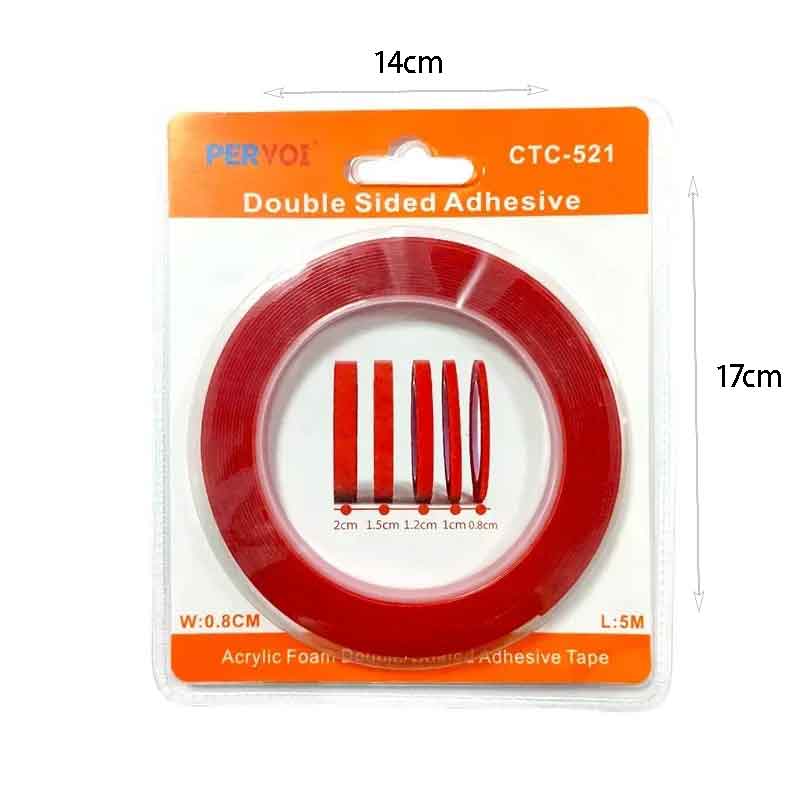 Pervoi Διπλής Όψεως Ταινία Ακρυλικής Κόλλας 0.8 cm × 5 m CTC-521– Double-sided adhesive tape PerVoi