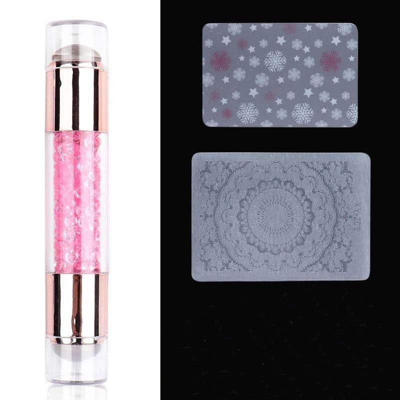 Στάμπα νυχιών σιλικόνης 1τμχ & 2 πλακέτες – Silicone stamp double OEM