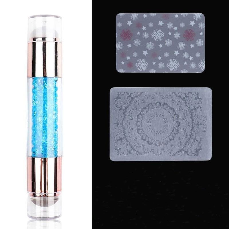 Στάμπα νυχιών σιλικόνης 1τμχ & 2 πλακέτες – Silicone stamp double OEM