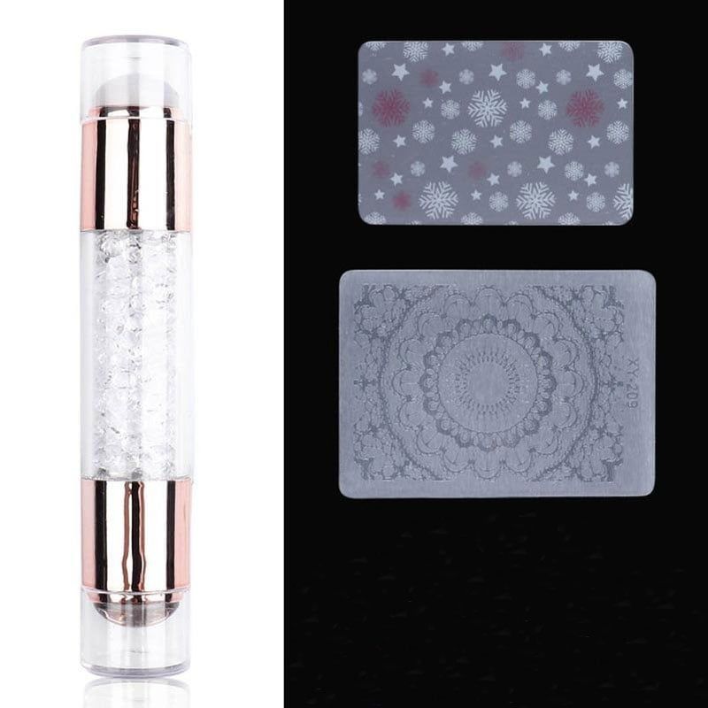 Στάμπα νυχιών σιλικόνης 1τμχ & 2 πλακέτες – Silicone stamp double OEM