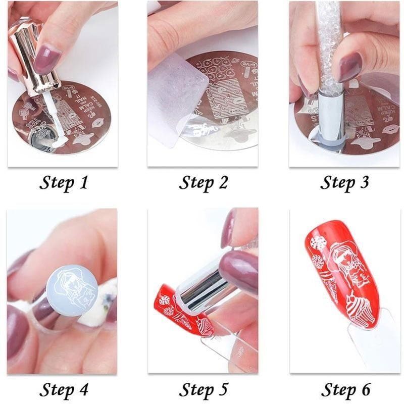 Στάμπα νυχιών σιλικόνης 1τμχ & 2 πλακέτες – Silicone stamp double OEM